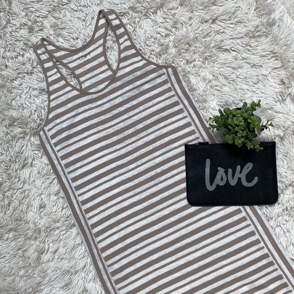 Loft Racerback Sun Dress 💗 Taupe & Oatmeal - Picture 2 of 15